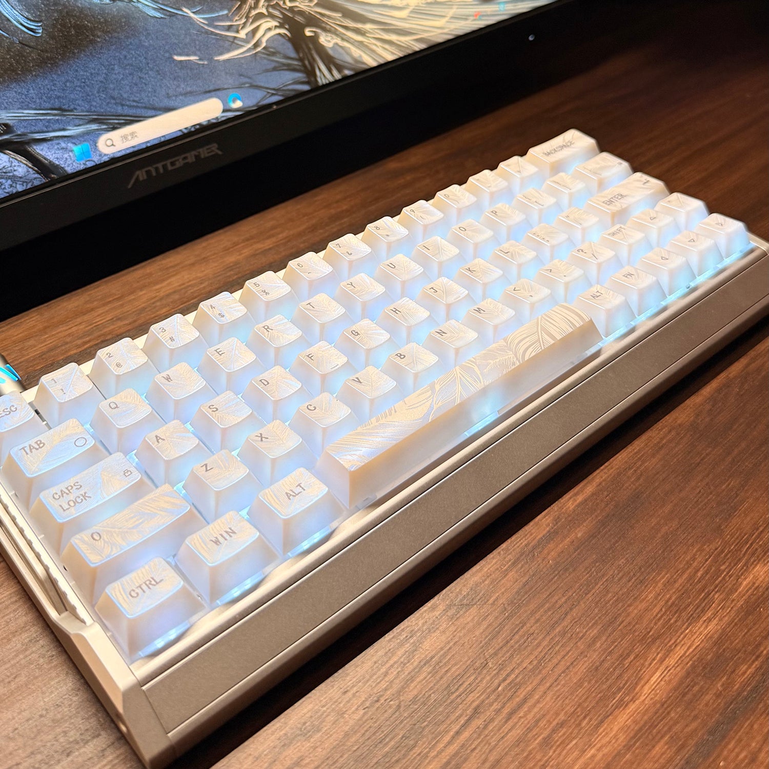 Qingyu Keycap Pearl Magnetic Mechanical Keyboard Keycap Feather Patter ...