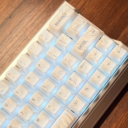 Qingyu Keycap Pearl Magnetic Mechanical Keyboard Keycap Feather Pattern, Original Profile, Compatible with Wooting/EV63, 129 Keys